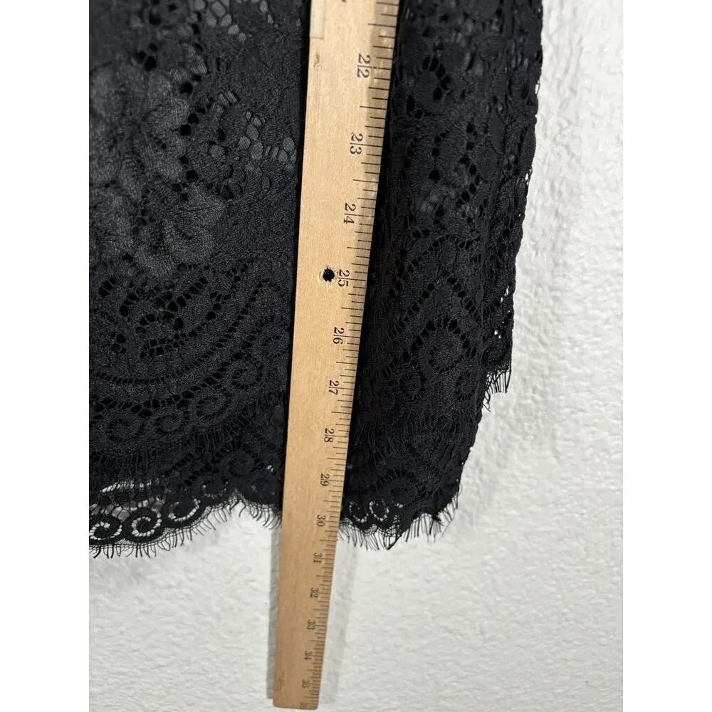 Anthropologie Leifsdottir Lace Mini‎ Dress Size 0 Black Lace 3/4 Sleeve